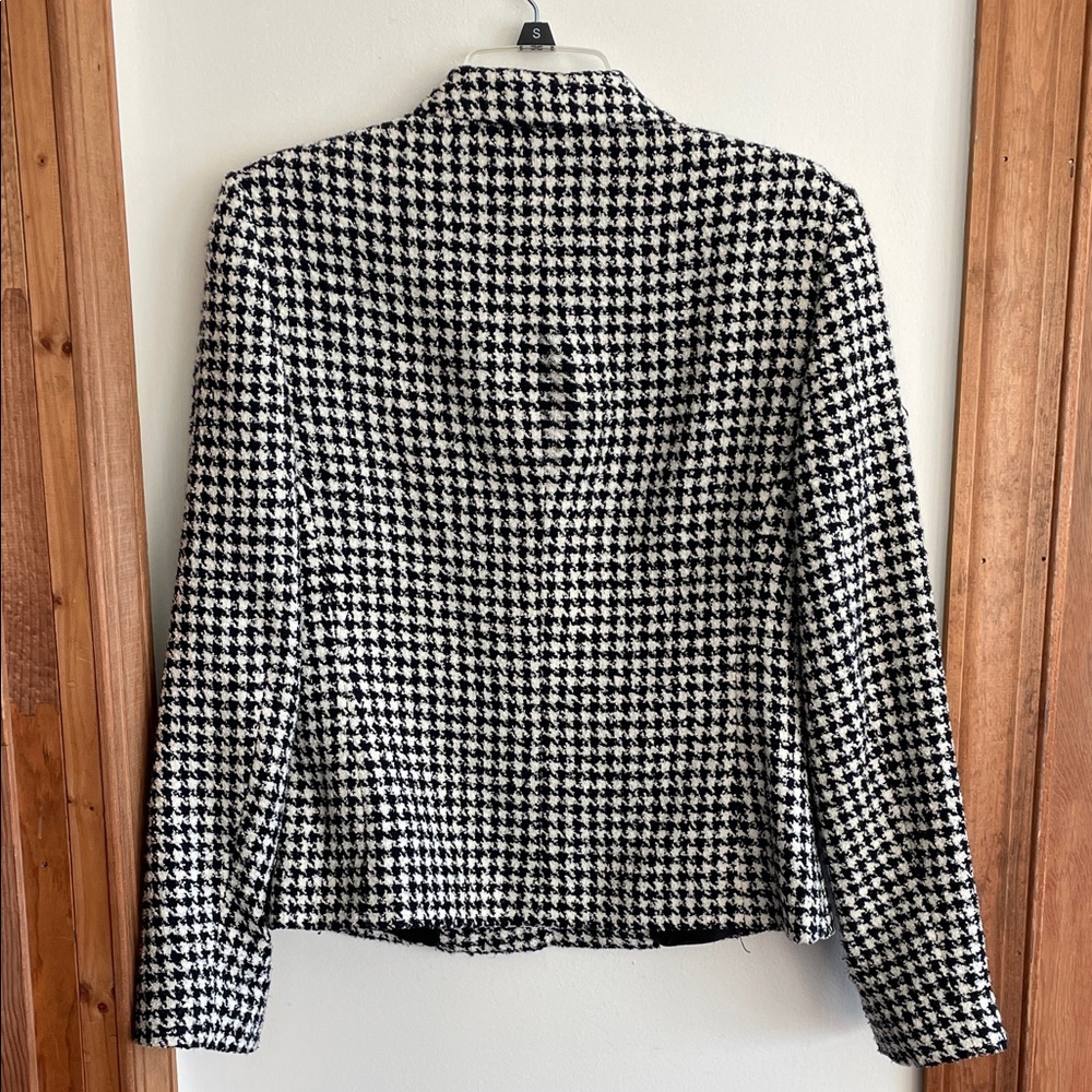 EMMA JAMES Classic Houndstooth Tweed Black and White Blazer 8 - Picture 7 of 16